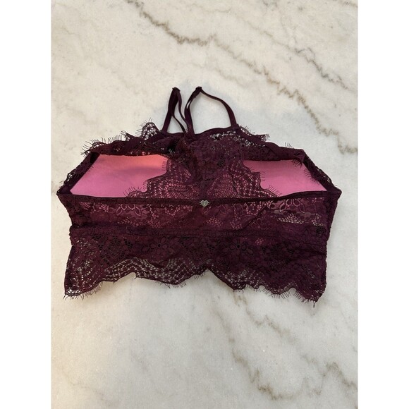 PINK Victoria's Secret Maroon Lace Push Up Bralette Size S (AA-C) - Picture 2 of 3